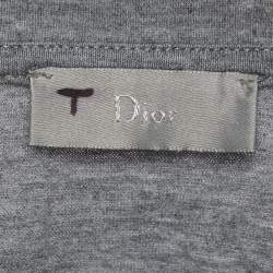 مملوكة مسبقًا تي شيرت رجالي ديور أتيليه رمادي بطبعة جيرسي رقبة مستديرة مقاس كبير - لارج