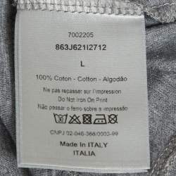 مملوكة مسبقًا تي شيرت رجالي ديور أتيليه رمادي بطبعة جيرسي رقبة مستديرة مقاس كبير - لارج