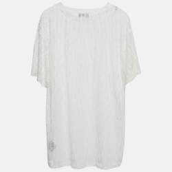 Pre Owned Dior Homme White Logo Oblique Jersey Sheer T-Shirt M