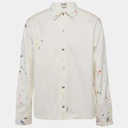 مملوكة مسبقًا Dior Homme White Paint Splatter Denim Overshirt M