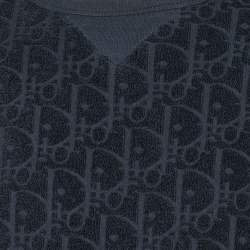 Pre Owned Dior Homme Navy Blue Oblique Terry Crew Neck T-Shirt L