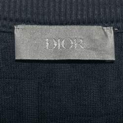 Pre Owned Dior Homme Navy Blue Oblique Terry Crew Neck T-Shirt L