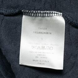 Pre Owned Dior Homme Navy Blue Oblique Terry Crew Neck T-Shirt L