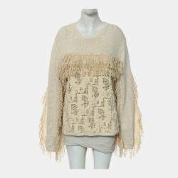 Pre Owned Dior S/S 2022 Beige Fringe Knitted Sweater