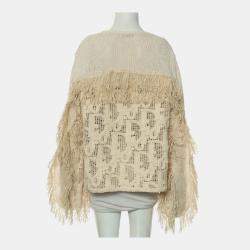 Pre Owned Dior S/S 2022 Beige Fringe Knitted Sweater