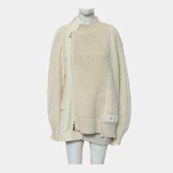 Pre Owned Dior x Sacai Crossover Asymmetric Cream Cotton Wool Jacket