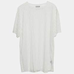 مملوكة مسبقًا Dior Homme White Logo Oblique Jersey Sheer T-Shirt L