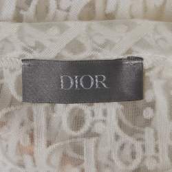 مملوكة مسبقًا Dior Homme White Logo Oblique Jersey Sheer T-Shirt L