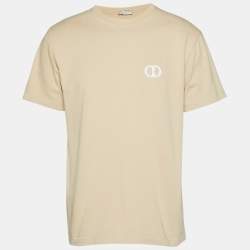 Pre Owned تي شيرت ديور هوم جيرسي بتطريز شعار بيج مقاس متوسط (ميديم)