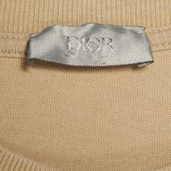 Pre Owned Dior Homme Beige Logo Embroidery Jersey Relaxed Fit T-Shirt M