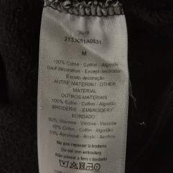 Pre Owned Christian Dior Homme Black/Grey Cotton Knit Embroidered Sweatshirt M
