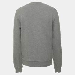 Pre Owned Dior Grey Logo Embroidered Cotton Sweater L