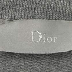 Pre Owned Dior Grey Logo Embroidered Cotton Sweater L