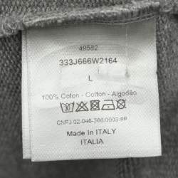 Pre Owned Dior Grey Logo Embroidered Cotton Sweater L
