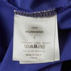 Pre Owned Dior Homme Purple CD Embroidered Jersey Crewneck T-Shirt L