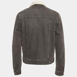 Pre Owned Dior Homme Grey Denim Shearling Trim Jacket XL
