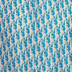 Pre Owned Dior Homme Blue Oblique Silk Short Sleeve Shirt M
