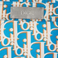 Pre Owned Dior Homme Blue Oblique Silk Short Sleeve Shirt M