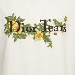Pre Owned Dior x Denim Tears White Floral Logo Embroidered Knit T-Shirt M