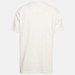 Pre Owned Dior x Denim Tears White Floral Logo Embroidered Knit T-Shirt M