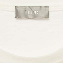 Pre Owned Dior x Denim Tears White Floral Logo Embroidered Knit T-Shirt M