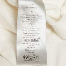 Pre Owned Dior x Denim Tears White Floral Logo Embroidered Knit T-Shirt M