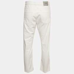 Pre Owned Christian Dior Homme White Denim Regular Fit Jeans M/Waist 32"
