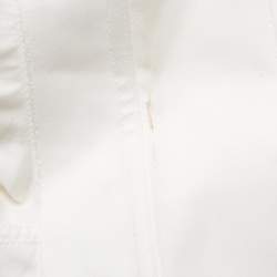 Pre Owned Christian Dior White Chest Applique Poplin Short Sleeve Shirt M