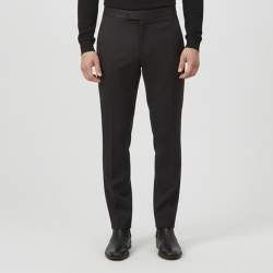 Pre Owned Dior Black Gabardine Oblique Waistband Tailored Trousers L 