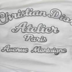 Pre Owned Christian Dior Homme Off White Embroidered Cotton Crewneck Sweatshirt M