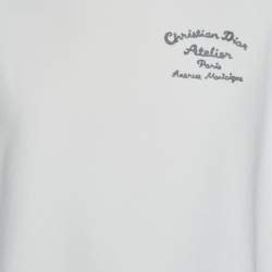 Pre Owned Christian Dior Homme Off White Embroidered Cotton Crewneck Sweatshirt M