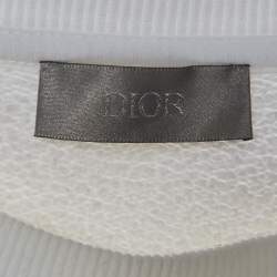 Pre Owned Christian Dior Homme Off White Embroidered Cotton Crewneck Sweatshirt M