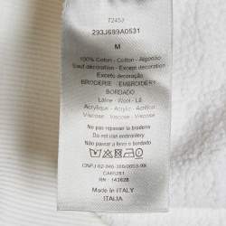 Pre Owned Christian Dior Homme Off White Embroidered Cotton Crewneck Sweatshirt M