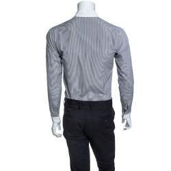 Dior Monochrome Striped Cotton Mandarin Collar Button Front Shirt XS