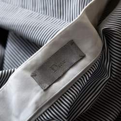 Dior Monochrome Striped Cotton Mandarin Collar Button Front Shirt XS