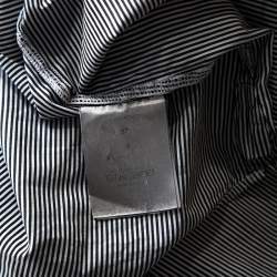 Dior Monochrome Striped Cotton Mandarin Collar Button Front Shirt XS