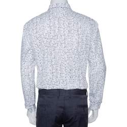 Pre Owned Dior Homme White Handwriting Print Cotton Long Sleeve Shirt M