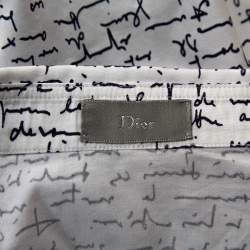 Pre Owned Dior Homme White Handwriting Print Cotton Long Sleeve Shirt M