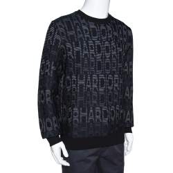 Dior Homme Black Hardior Patterned Jacquard Wool Blend Pullover L