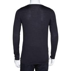 Pre Owned Dior Homme Charcoal Grey Silk & Wool Blend V Neck Sweater XS