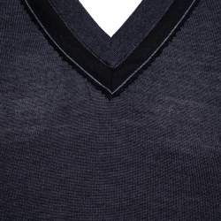 Pre Owned Dior Homme Charcoal Grey Silk & Wool Blend V Neck Sweater XS