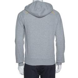 Pre Owned Dior Homme Grey Cotton Contrast Trim Hooded Sweatshirt S