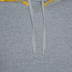 Pre Owned Dior Homme Grey Cotton Contrast Trim Hooded Sweatshirt S