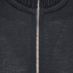 Pre Owned Dior Homme Black Wool Knit & Alpaca Trim Zip Up Jacket S
