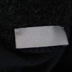 Pre Owned Dior Homme Black Wool Knit & Alpaca Trim Zip Up Jacket S