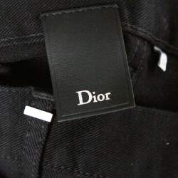 Dior Black Denim Floral Patch Appliqued Tapered Jeans M