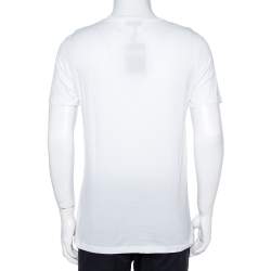 Pre Owned Dior White Cotton Logo Embroidered T-Shirt L