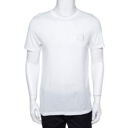 Pre Owned Dior White Cotton Logo Embroidered T-Shirt L