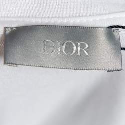 Pre Owned Dior White Cotton Logo Embroidered T-Shirt L