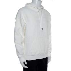 Dior White Jacquard Cotton Logo Motif Oversized Hoodie Sweatshirt M